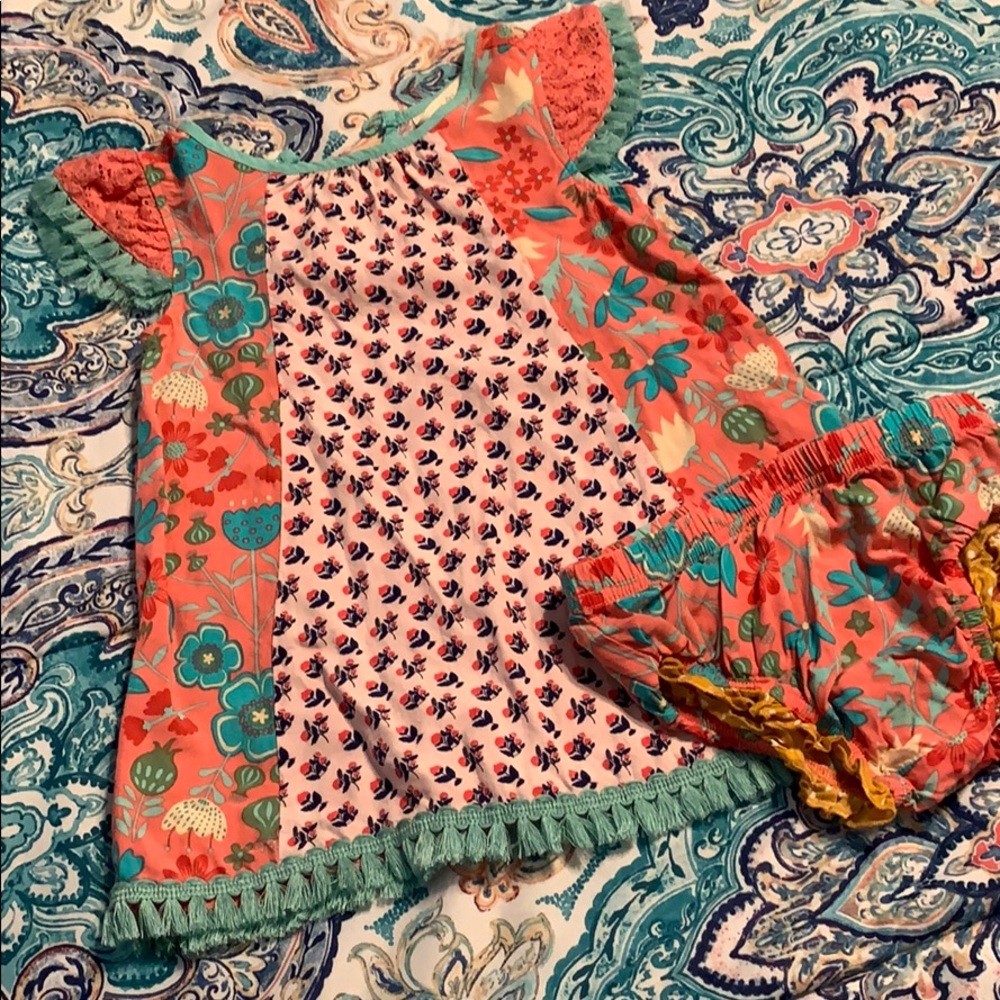 floral Matilda Jane dress with diaper cover